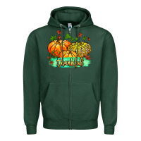 Sports Green thankful pumpkins with glitter Zipper Hoodie - MaliasSmallBusiness