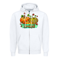 White thankful pumpkins with glitter Zipper Hoodie - MaliasSmallBusiness
