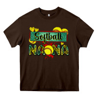 Chocolate Brown softball nana with leopard Heavy Core Tee - Zillion Design Studio