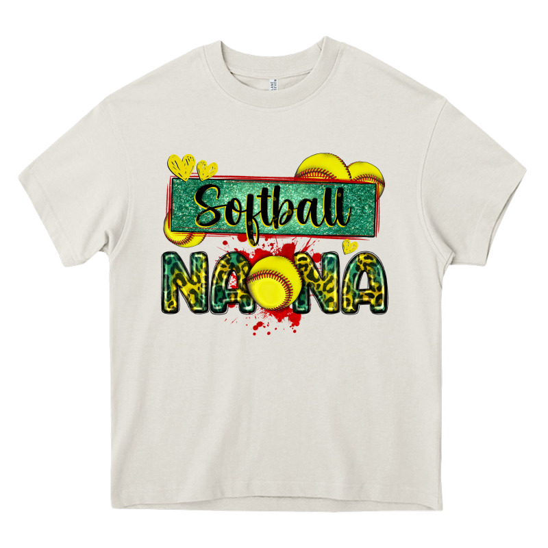 Softball Nana With Leopard Heavy Core Tee by Zillion Design Studio | Teevron