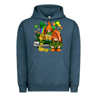 Pigment Midnight Navy St. Patrick's Day gnomies with heart Urban Hoodie - HowdyJamesFarm