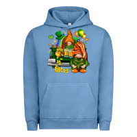 Pigment Pebble Blue St. Patrick's Day gnomies with heart Urban Hoodie - HowdyJamesFarm