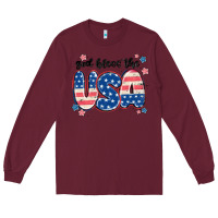 Burgundy god bless america Long Sleeve Tee - MaliasSmallBusiness