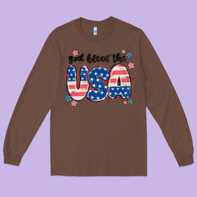God Bless America Long Sleeve Tee Designed By Maliassmallbusiness