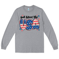 Heather Grey god bless america Long Sleeve Tee - MaliasSmallBusiness