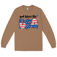 Toasted Coconut god bless america Long Sleeve Tee - MaliasSmallBusiness