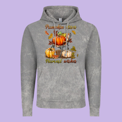 Pumpkin Kisses Harvest Wishes Vintage Hoodie Designed By Bundleandbundleshop