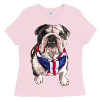 Bubblegum Pink english bulldog Ladies Tee - RanaPortraitStore