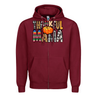 Burgundy Thankful Mama Zipper Hoodie - MaliasSmallBusiness