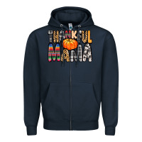 Navy Thankful Mama Zipper Hoodie - MaliasSmallBusiness