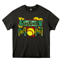 Asphalt softball mom with leopard Heavy Core Tee - Zillion Design Studio