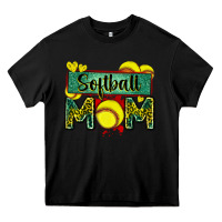 Black softball mom with leopard Heavy Core Tee - Zillion Design Studio