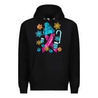 Black winter breast cancer ribbon Premium Hoodie - NancyCooperArtShop