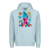 Blue Mist winter breast cancer ribbon Premium Hoodie - NancyCooperArtShop