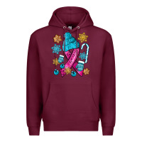 Burgundy winter breast cancer ribbon Premium Hoodie - NancyCooperArtShop