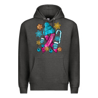 Charcoal Heather winter breast cancer ribbon Premium Hoodie - NancyCooperArtShop