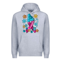 Heather Grey winter breast cancer ribbon Premium Hoodie - NancyCooperArtShop