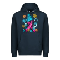 Navy winter breast cancer ribbon Premium Hoodie - NancyCooperArtShop