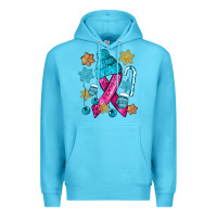 Ocean Blue winter breast cancer ribbon Premium Hoodie - NancyCooperArtShop