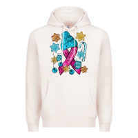 Pale Pink winter breast cancer ribbon Premium Hoodie - NancyCooperArtShop