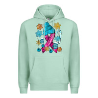 Seafoam winter breast cancer ribbon Premium Hoodie - NancyCooperArtShop