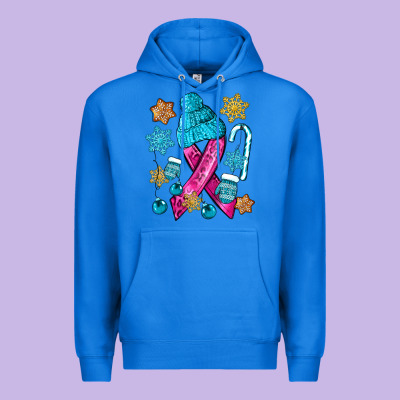 Winter Breast Cancer Ribbon Premium Hoodie Designed By Nancycooperartshop