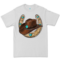 Dove Grey horseshoe cowboy hat Premium Tee - RanaPortraitStore