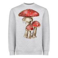 Heather Grey Autumn Mushroom Illustrations Heavyweight Sweatshirt - LillyAllenDesigns