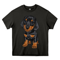 Asphalt dachshund puppy Heavy Core Tee - RanaPortraitStore