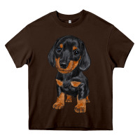 Chocolate Brown dachshund puppy Heavy Core Tee - RanaPortraitStore