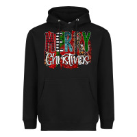 Black Merry Christmas Buffalo Plaid Leopard Heavyweight Hoodie - Bettercallsaul