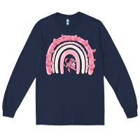 Navy breast cancer  rainbow Long Sleeve Tee - MaliasSmallBusiness
