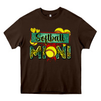 Chocolate Brown softball mini with leopard Heavy Core Tee - Zillion Design Studio