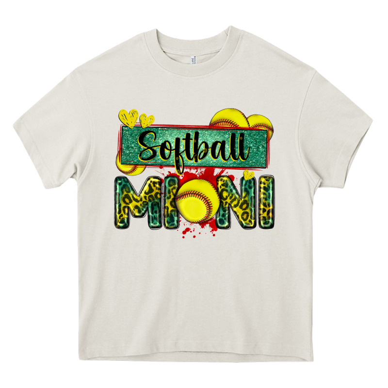 Softball Mini With Leopard Heavy Core Tee by Zillion Design Studio | Teevron