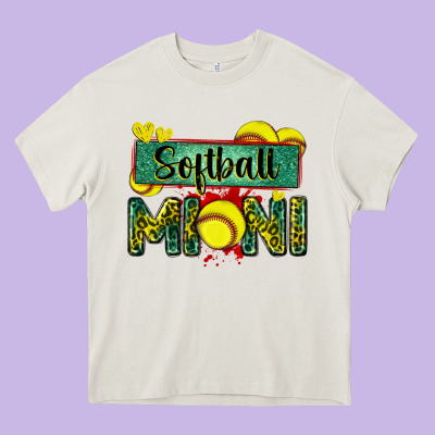 Softball Mini With Leopard Heavy Core Tee Designed By Zillion Design Studio