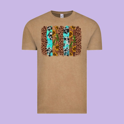 Sunflower Cactus Leopard Brushstroke Vintage Tee Designed By Adodesignshop