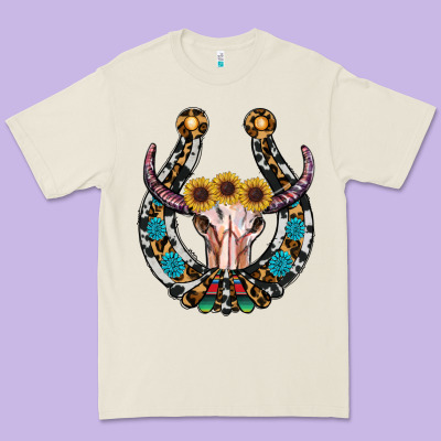 Western Horseshoe Skull Premium Tee Designed By Ranaportraitstore