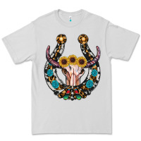Dove Grey western horseshoe skull Premium Tee - RanaPortraitStore