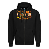 Black grateful thankful and blessed Zipper Hoodie - MaliasSmallBusiness