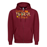 Burgundy grateful thankful and blessed Zipper Hoodie - MaliasSmallBusiness