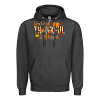 Charcoal Heather grateful thankful and blessed Zipper Hoodie - MaliasSmallBusiness