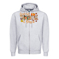 Heather Grey grateful thankful and blessed Zipper Hoodie - MaliasSmallBusiness