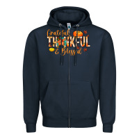 Navy grateful thankful and blessed Zipper Hoodie - MaliasSmallBusiness