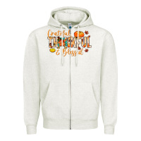 Oatmeal Heather grateful thankful and blessed Zipper Hoodie - MaliasSmallBusiness