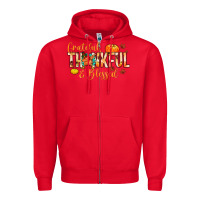 Red grateful thankful and blessed Zipper Hoodie - MaliasSmallBusiness