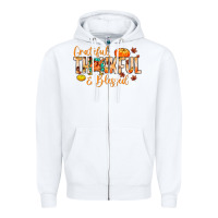 White grateful thankful and blessed Zipper Hoodie - MaliasSmallBusiness