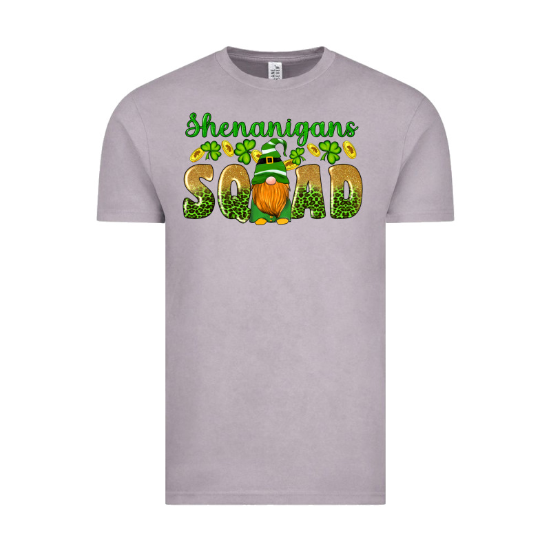 Shenanigans Squad Gnomes Shamrock Gold Leopard Glitter Vintage Tee by Artiststas | Teevron