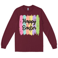Burgundy happy easter Long Sleeve Tee - MaliasSmallBusiness