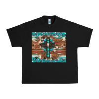 Black gemstone and cross with cowhide Urban Heavy Tee - Artiststas