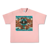 Salmon gemstone and cross with cowhide Urban Heavy Tee - Artiststas